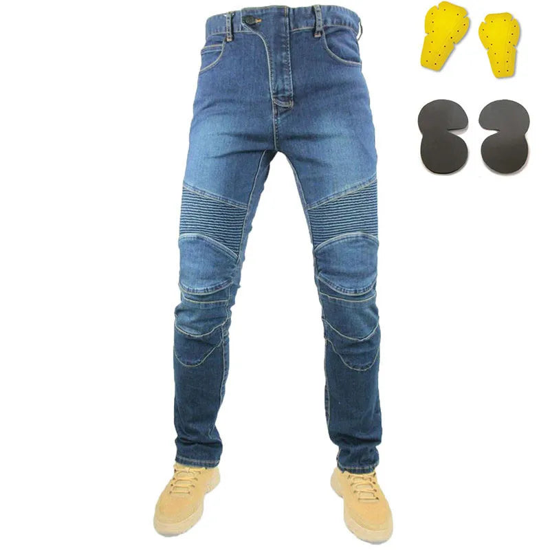 Brand New 4 Season Motorcycle Leisure Motocross Pants Outdoor Riding Jeans With Obscure Protective Equipment Knee Gear Hip Pads