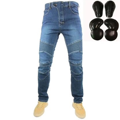 Brand New 4 Season Motorcycle Leisure Motocross Pants Outdoor Riding Jeans With Obscure Protective Equipment Knee Gear Hip Pads