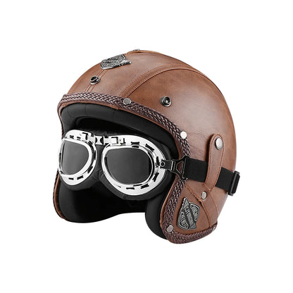 German Vintage Open Face Motorcycle Helmet