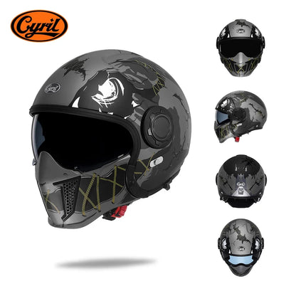 Modular Motorcycle Helmet Full Face Open Face Retro Helmets DOT ECE APPROVED CYRIL OP12A