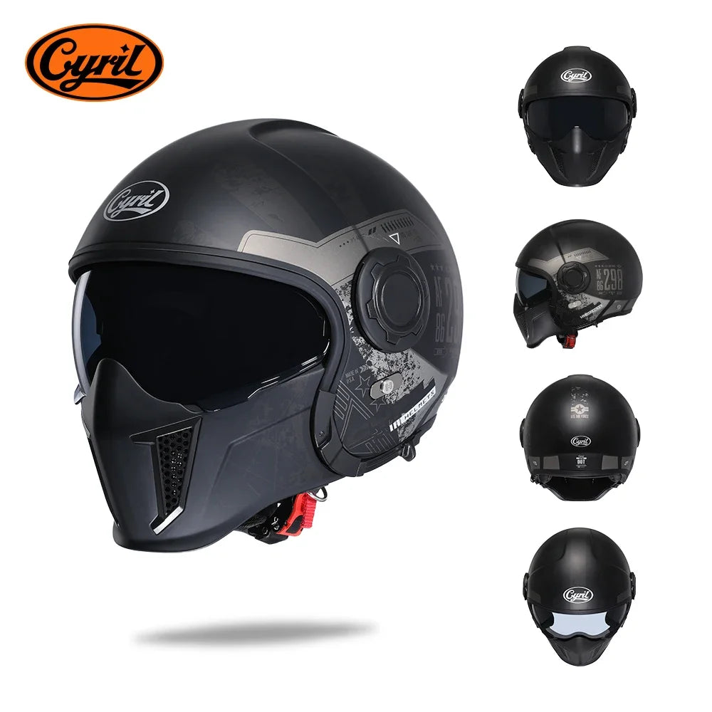 Modular Motorcycle Helmet Full Face Open Face Retro Helmets DOT ECE APPROVED CYRIL OP12A