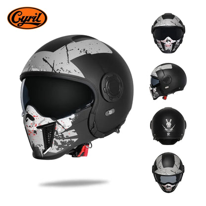 Modular Motorcycle Helmet Full Face Open Face Retro Helmets DOT ECE APPROVED CYRIL OP12A