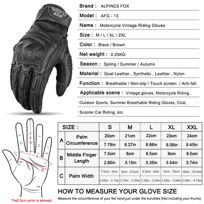 Brown Vintage Leather Motorcycle Gloves Men CE Certification Motorbike Riding Touch Screen Motocross Moto Racing Biker Glove XXL