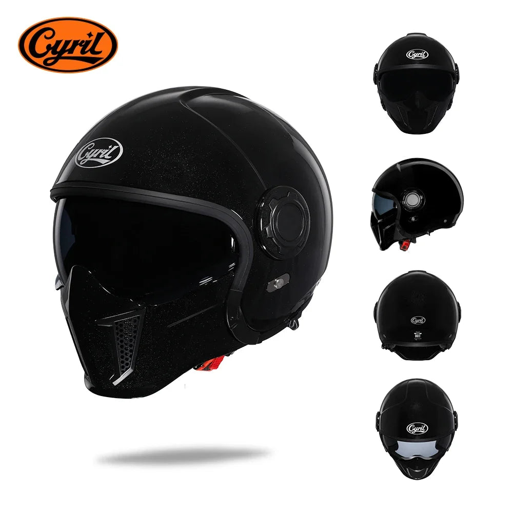 Modular Motorcycle Helmet Full Face Open Face Retro Helmets DOT ECE APPROVED CYRIL OP12A