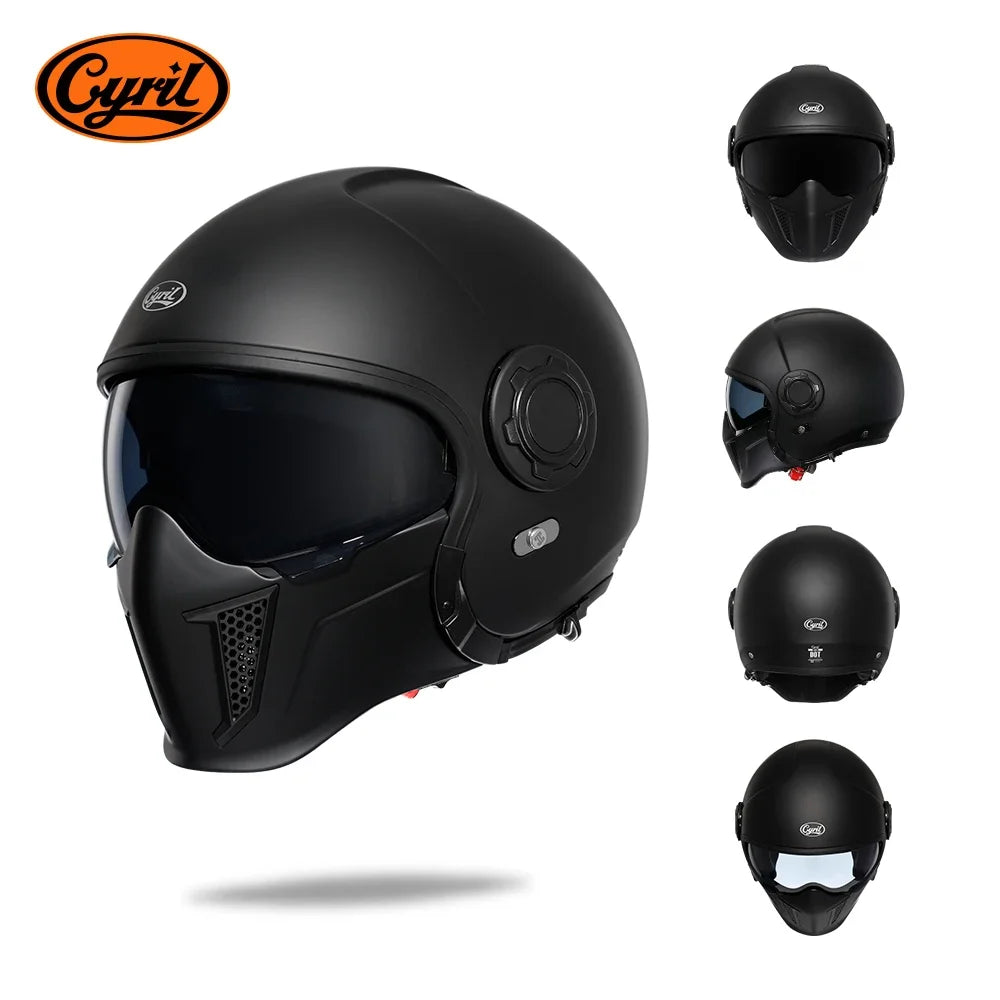 Modular Motorcycle Helmet Full Face Open Face Retro Helmets DOT ECE APPROVED CYRIL OP12A