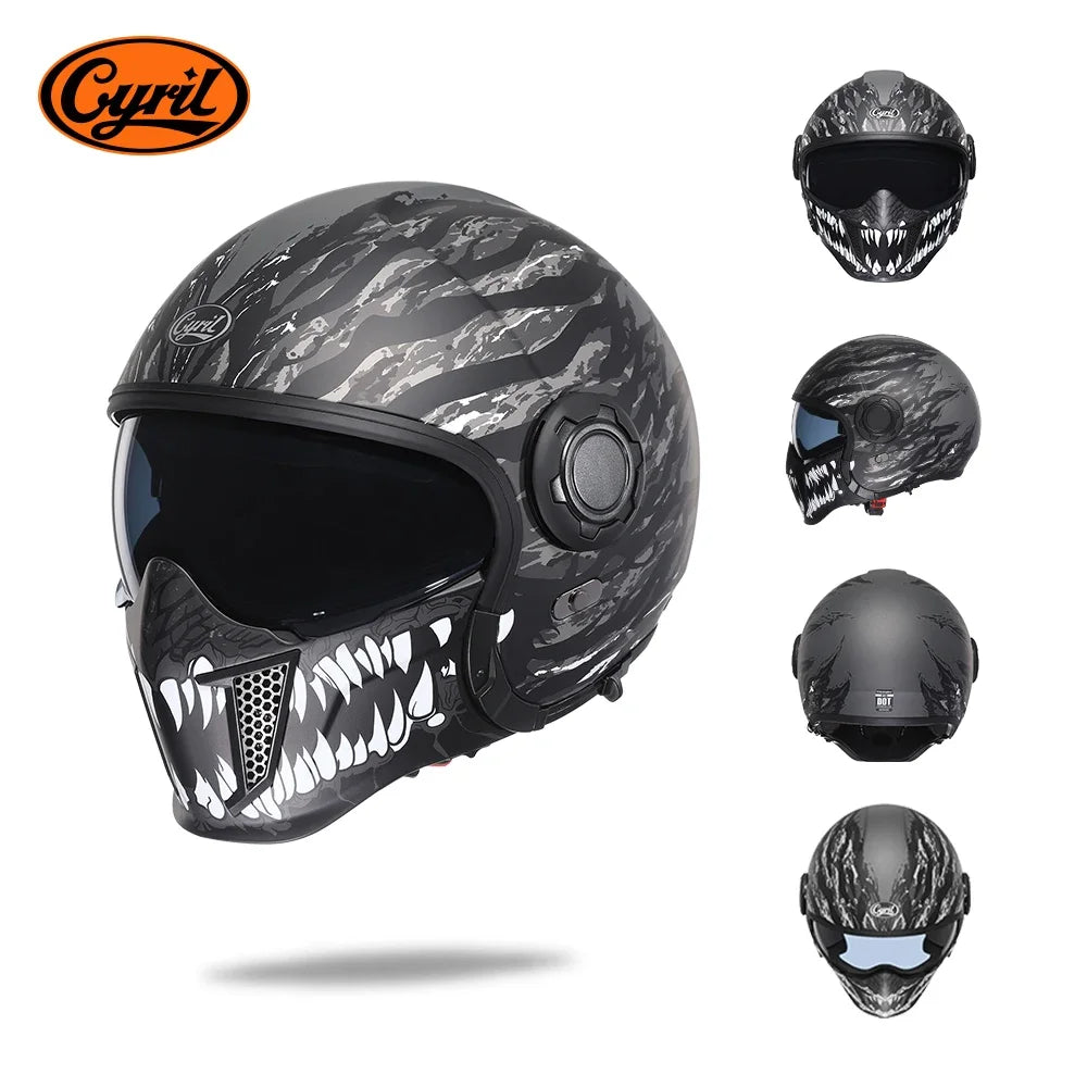 Modular Motorcycle Helmet Full Face Open Face Retro Helmets DOT ECE APPROVED CYRIL OP12A