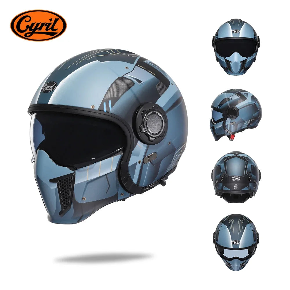 Modular Motorcycle Helmet Full Face Open Face Retro Helmets DOT ECE APPROVED CYRIL OP12A