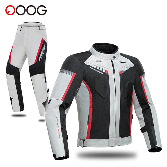 Men Motorcycle Jacket Waterproof Four Season and Motorbike Overcoat Pants Reflective