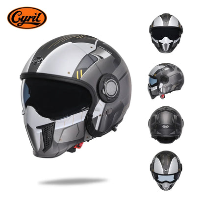 Modular Motorcycle Helmet Full Face Open Face Retro Helmets DOT ECE APPROVED CYRIL OP12A