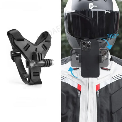 360 Degrees Motorcycle Helmet Chin Strap Mount With Phone Clip