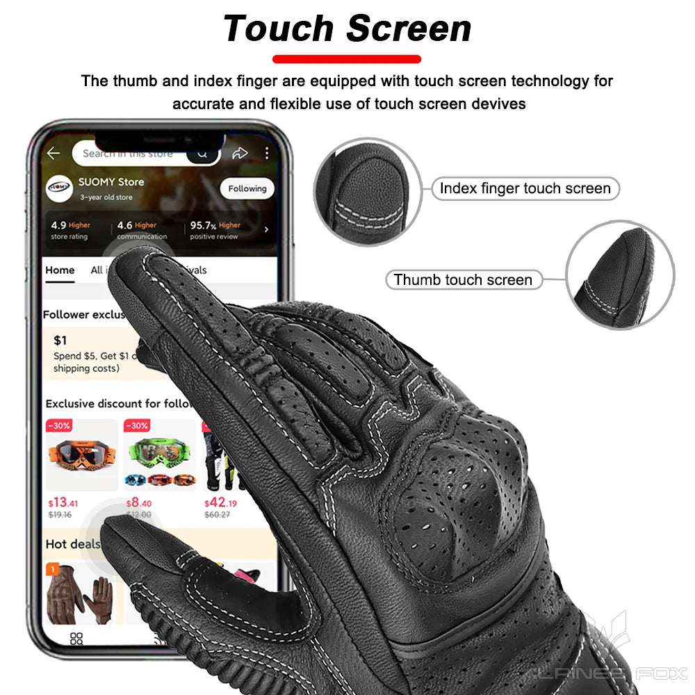 Brown Vintage Leather Motorcycle Gloves Men CE Certification Motorbike Riding Touch Screen Motocross Moto Racing Biker Glove XXL