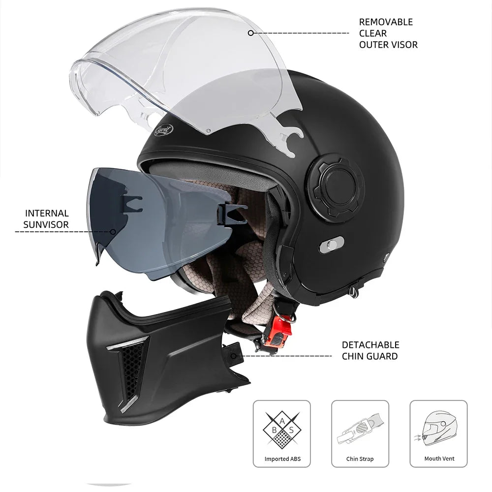 Modular Motorcycle Helmet Full Face Open Face Retro Helmets DOT ECE APPROVED CYRIL OP12A