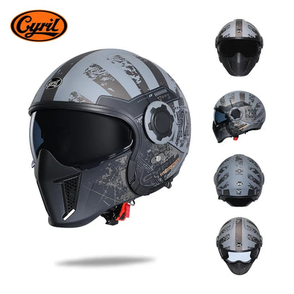 Modular Motorcycle Helmet Full Face Open Face Retro Helmets DOT ECE APPROVED CYRIL OP12A