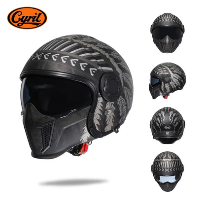 Modular Motorcycle Helmet Full Face Open Face Retro Helmets DOT ECE APPROVED CYRIL OP12A