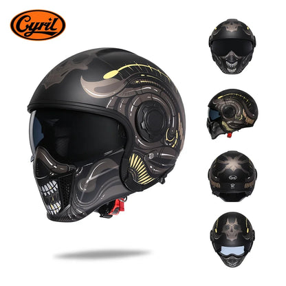 Modular Motorcycle Helmet Full Face Open Face Retro Helmets DOT ECE APPROVED CYRIL OP12A